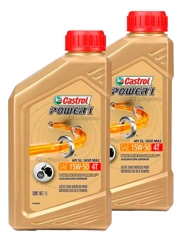 Aceite Castrol Power 1 15w50 Semisintético Pack X 2 Litros