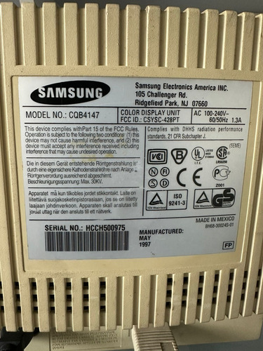 Monitor Crt 14 Samsung Syncmaster 3ne Computador Antigo Bege (Usado)