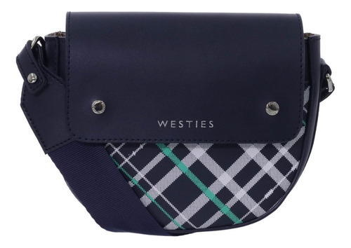 Bolsa Crossbody Westies Logo Estampado Para Mujer Acabado De Los Herrajes Niquel Color Marino Diseño De La Tela Liso