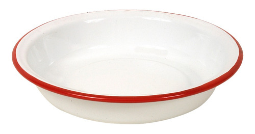 Plato Hondo Enlozado Diam.22cmx4.5cm Blanco Con Rojo.