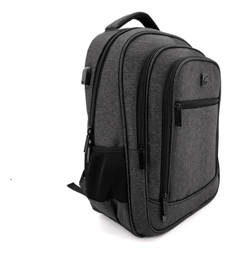 Mochila Usb Espaciosa Urbana Viajes Facultad Full Color Gris Oscuro Diseño De La Tela Liso