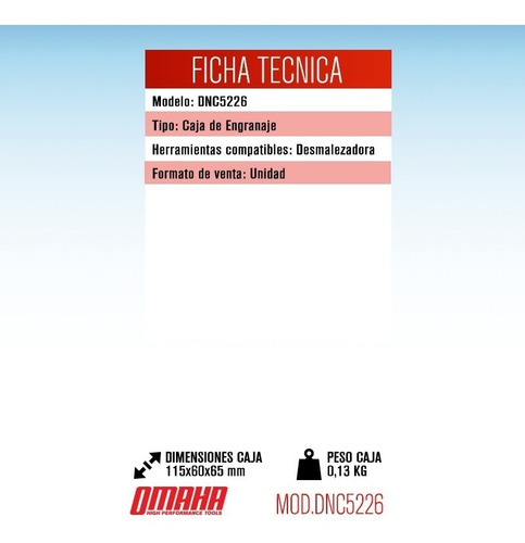 Imagen 2 de 5 de Caja De Engranajes Desmalezadora Omaha Dn52