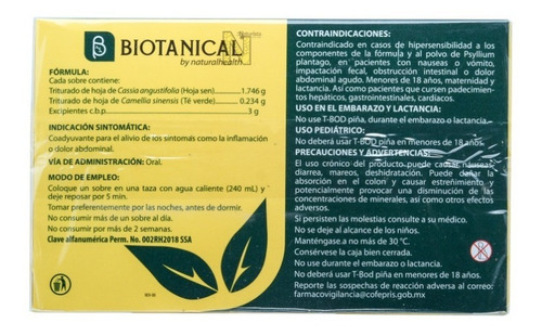 Imagen 2 de 3 de T-bod (sabor Piña) (30 Sobres) Naturalhealth