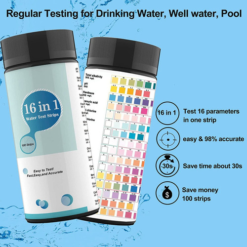 Kits De Prueba De Agua 16 En 1, 100 Tiras De Prueba De Agua