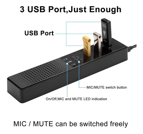 Altavoz Computadora Microfono Concentrador Usb Portatil