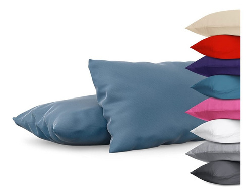 Pack X 2 Fundas Almohada Blanco París Microfibra Colores Pp