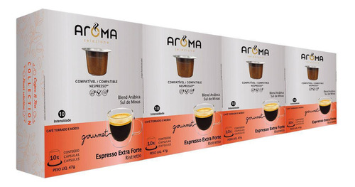 Kit 150 Cápsulas Compatíveis Nespresso Café Extraforte Aroma