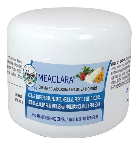 Crema Aclarante Hombre Axilas Codos Cuello Entrepierna Nagir Neutra