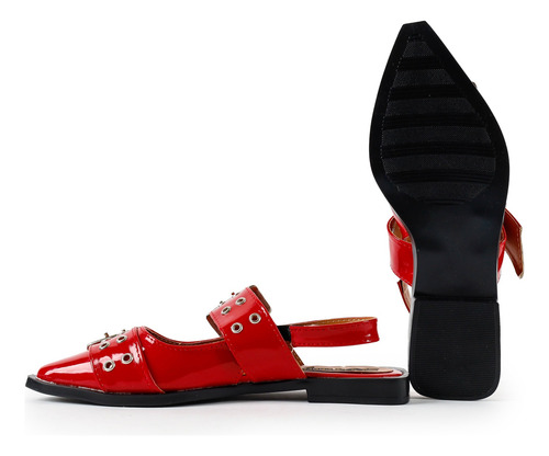 Flats Balerina De Charol Con Hebillas Moda Dama