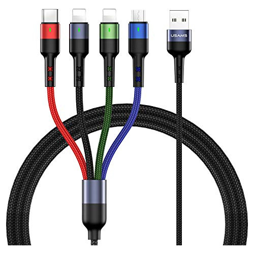 Usams - Cable De Carga Múltiple (2 Unidades, 4 Pies Y 4 En 1