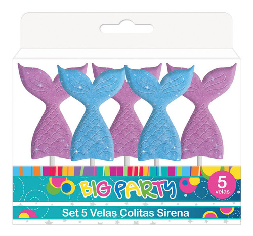 Vela 5 Colitas Sirena Big Party