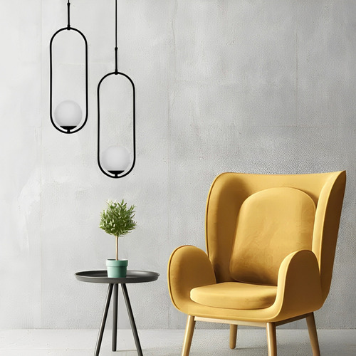 Lámpara colgante Globe Oval Chandelier, color negro