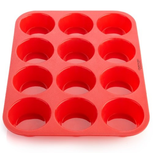 Ovenart Bakeware Silicone 12-cup Muffin Pan, Rojo