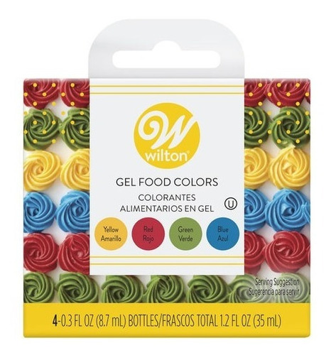 *kit 4 Colorantes Gel Colores Basicos Wilton Cupcake Fondant