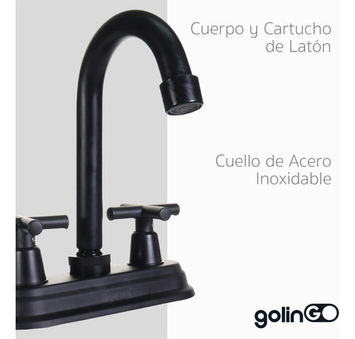 Llave Mezcladora Lavabo 4´ Acero Inoxidable Lavamanos Baño Color Negro