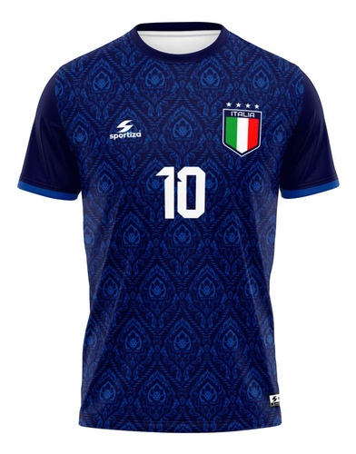 Camisa Italia Azul Adulto E Infantil