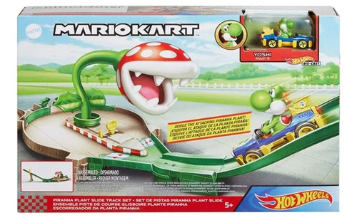 Hot Wheels Mario Kart Pista Circuito Piraña Int Gcp26 Mattel Color Blanco
