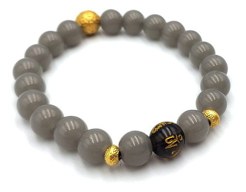 Pulsera Feng Shui De Jade Color Gris Claro