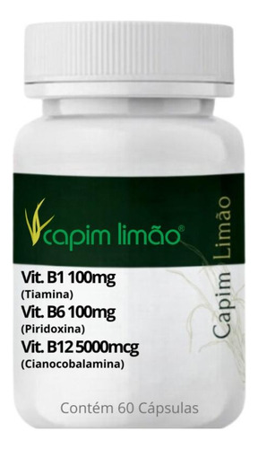 Vitamina B1 100mg Vitamina B6 100mg Vit B12 5000mcg 60caps Sabor Sem sabor