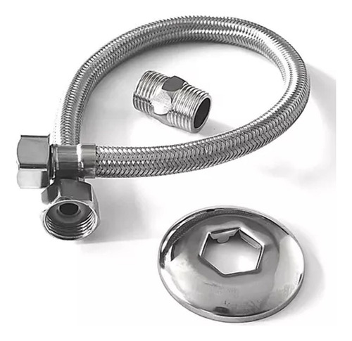 Engate Flexível Rabicho Fêmea X Macho Aço Inox 40cm 1/2 Acabamento Metal Cor Prateado Irin Metais