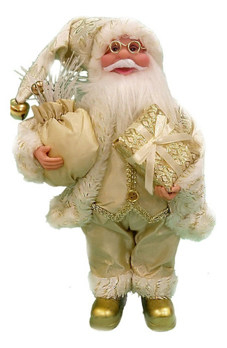 Papá Noel Color Plata / Oro 30 Cm Decorado - Sheshu Navidad