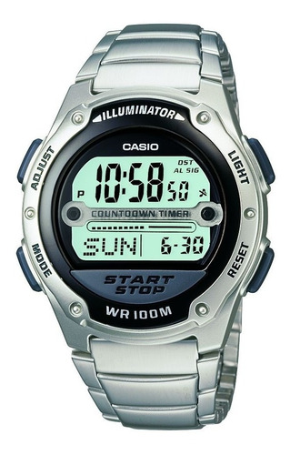 Reloj estándar deportivo Casio W-756D-1av, color de la correa: plata, color del bisel: negro, color de fondo: gris