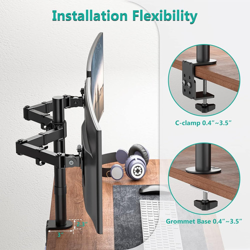 Wali ® soporte Articulado Giratorio 2 Monitores Hasta 27''