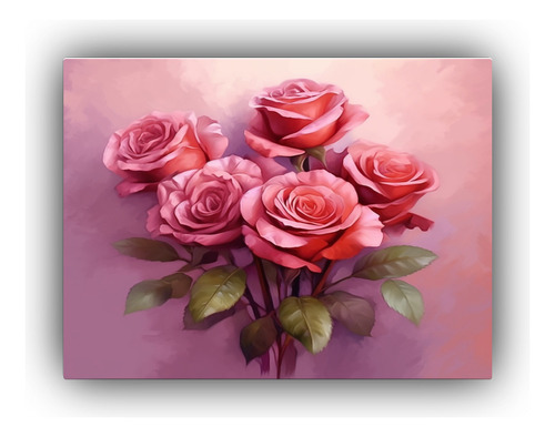 Cuadro Con Mensaje De Amor Y Rosas Rojas 75x50cm Flores