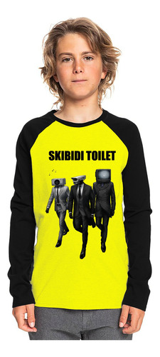 Polera Raglan Diseño Skibidi Toilet Estampado Dtf Cod 001