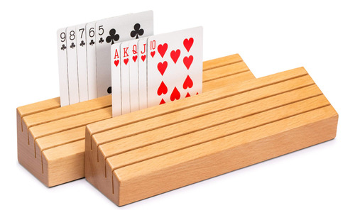 2 Soportes De Madera Para Naipes