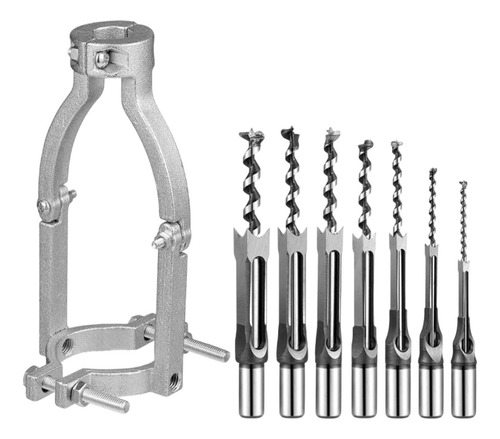 Adaptador De Broca De Agujero Cuadrado 7 Piezas Y Adaptador