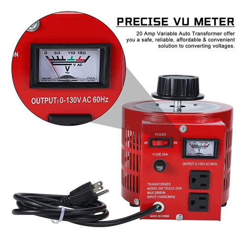 Transformador De Voltaje Yaeccc 2000w Ac 110v A 130v 60hz 20