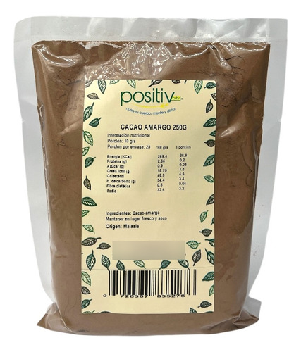 Cacao Amargo En Polvo 250g Positiv