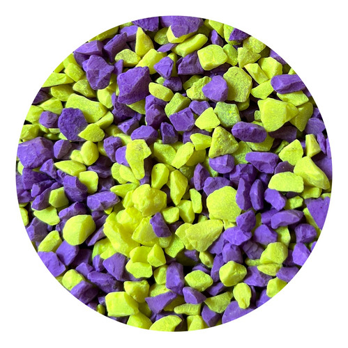 Grava Piedra P/ Acuario - Bicolor - Morado Amarillo Neon 3kg