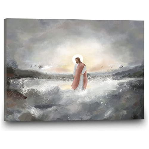 Pinturas Religiosas Lienzo Jesús Caminando Sobre Agua ...