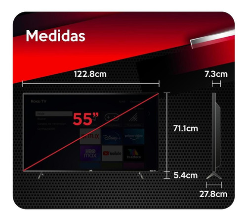 Imagen 2 de 6 de Pantalla Jvc 55 Pulgadas Led 4k Smart Tv Roku