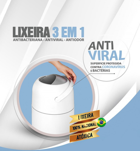 Lixeira Anti Odor Para Fraldas Antibacteriana Lixo Mágico