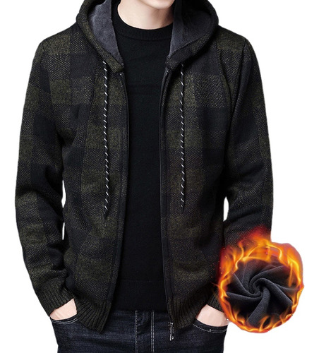 Chaqueta De Punto Tipo Cárdigan Engrosada De Vellón Para Hombre