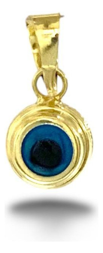 Dije De Oro 14k , Con Ojo Turco Redondo Sol , Estambul Joya Color Celeste