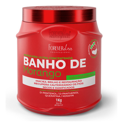 Máscara Banho De Verniz Morango Forever Liss 1kg