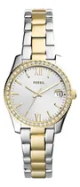 Comprar Reloj pulsera Fossil Scarlette mini con correa de acero inoxidable color plata\u002Fdorado - fondo dorado - bisel dorado\u002Fplateado
