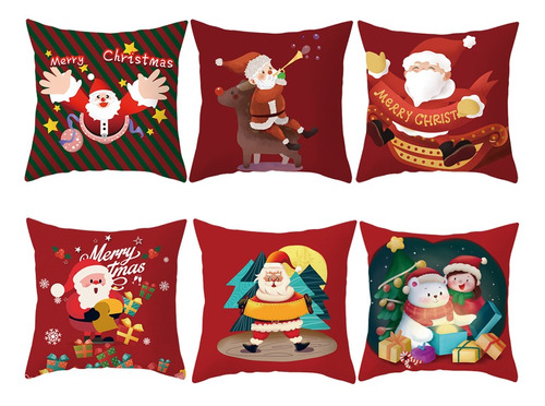 Juego De 6 Fundas De Cojín Navideñas Para Decoración Del Hog