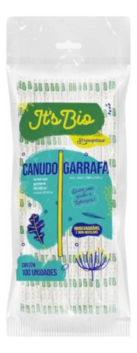 Canudo Garrafa P/ Sucos Refrigerantes Biodegradável 100un Cor Cinza