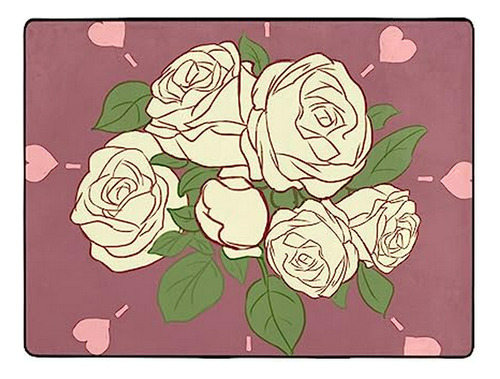 Alfombra Con Diseño De Rosa Blanca Del Amor: 63 X 45 Pulgada