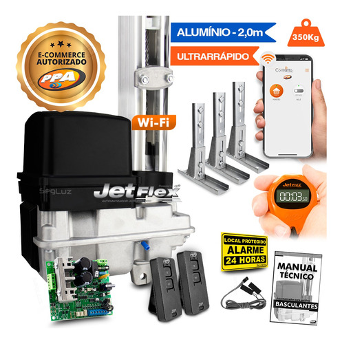 Kit Motor Ppa Bv Home Jet Flex 2m Wifi Suporte Portão 350kg