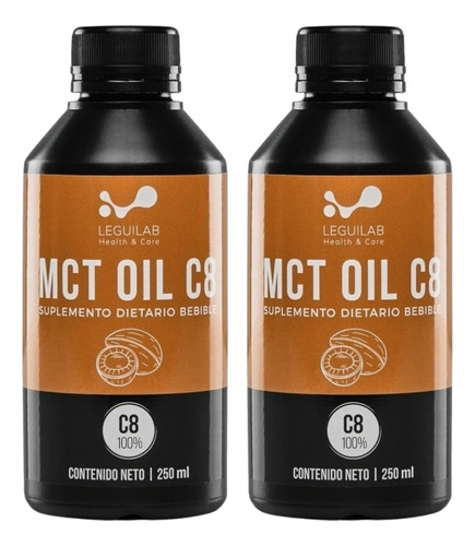 Mct Oil Puro C8 X 250ml | Apto Keto - Vegano X2 Botellas