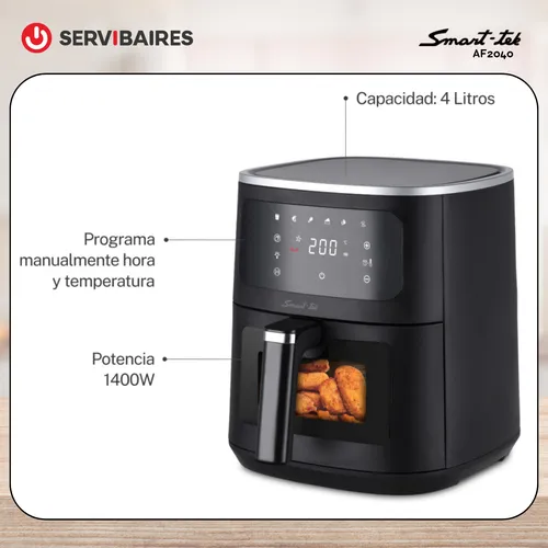 Freidora De Aire Sin Aceite Smart-tek Af2040 Air Fry 4 Lts