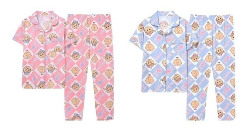 Pijama Mujer 2 Piezas Manga Corta Para Verano Y Primavera 22