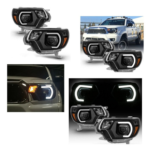 Faro Toyota Tacoma 2012-2015 Drl Tubo Led Negro Nuevos