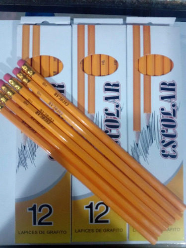 Lapiz Grafito Escolar Amarillo Caja X 12 Tipo Lapiz Mongol